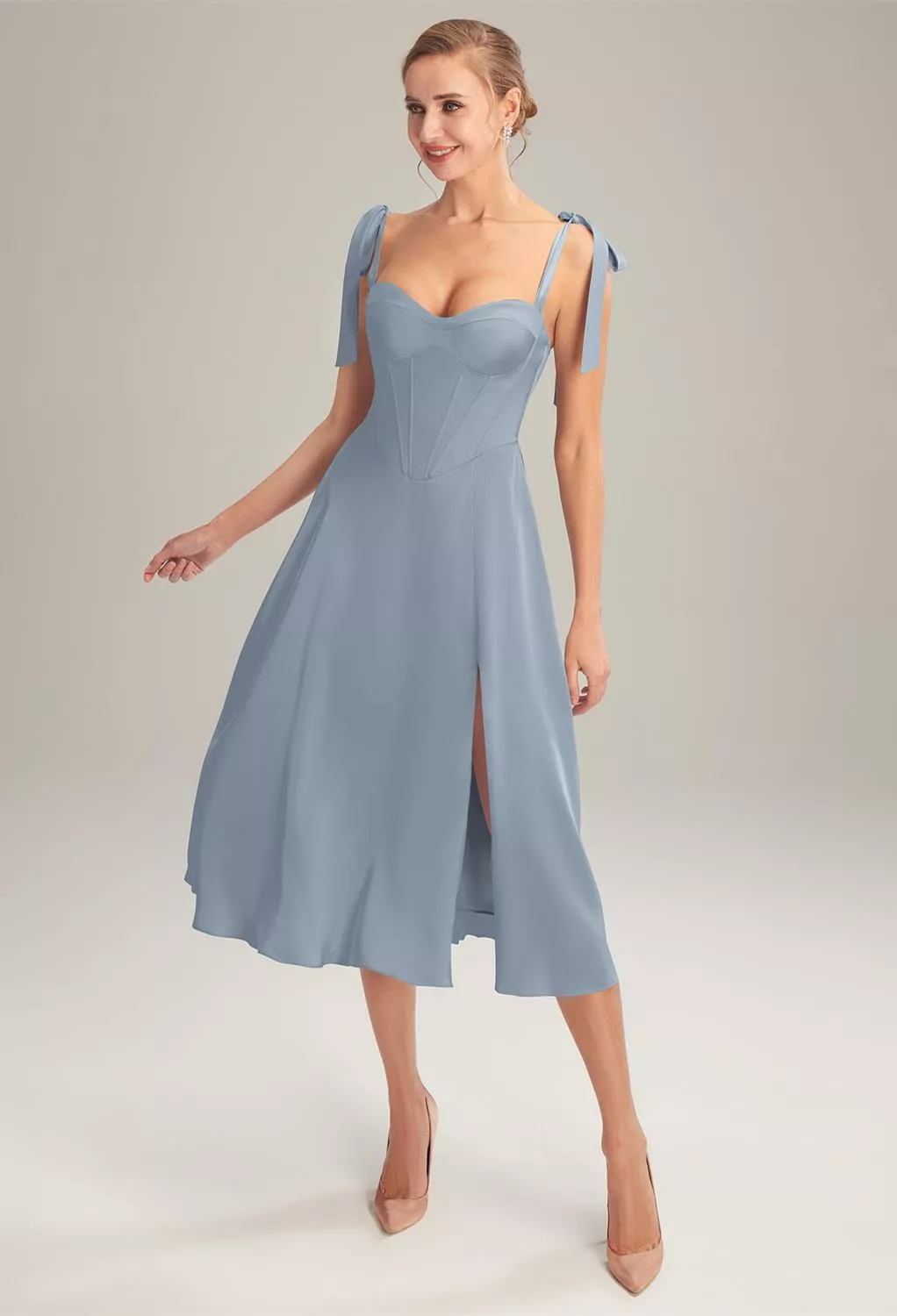 AW Mae Dusty Blue  Beach Wedding Guest Dresses